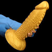 7.48in 9.05in 10.62in 12.59in 14.17in Golden Silicone Wolf-tooth Spiked Dildo