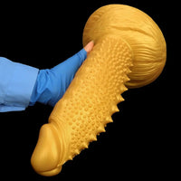 7.48in 9.05in 10.62in 12.59in 14.17in Golden Silicone Wolf-tooth Spiked Dildo