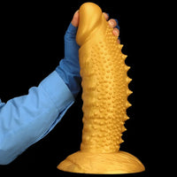 7.48in 9.05in 10.62in 12.59in 14.17in Golden Silicone Wolf-tooth Spiked Dildo