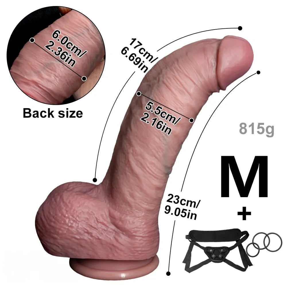 7.48in 9.05in 9.84in Realistic Strapon Big Dildo For Hands-free Soft Penis