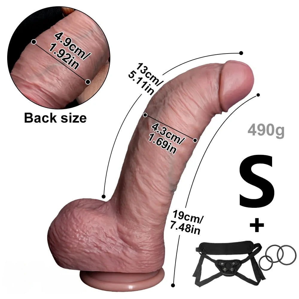 7.48in 9.05in 9.84in Realistic Strapon Big Dildo For Hands-free Soft Penis