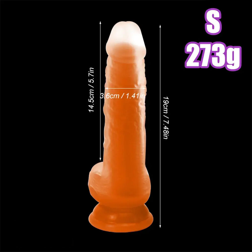 7.48in 9.25in Luminous Silicone Soft Dildo For Men Women Fucking