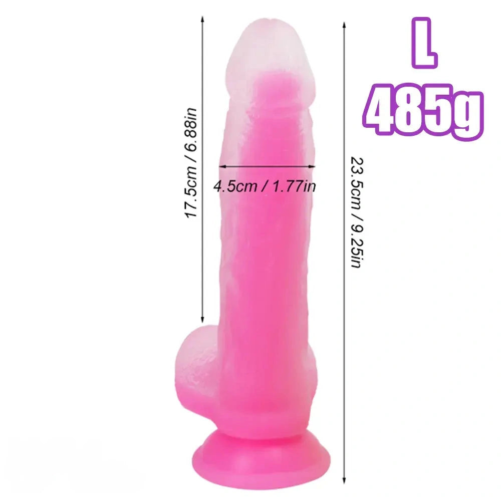 7.48in 9.25in Luminous Silicone Soft Dildo For Men Women Fucking