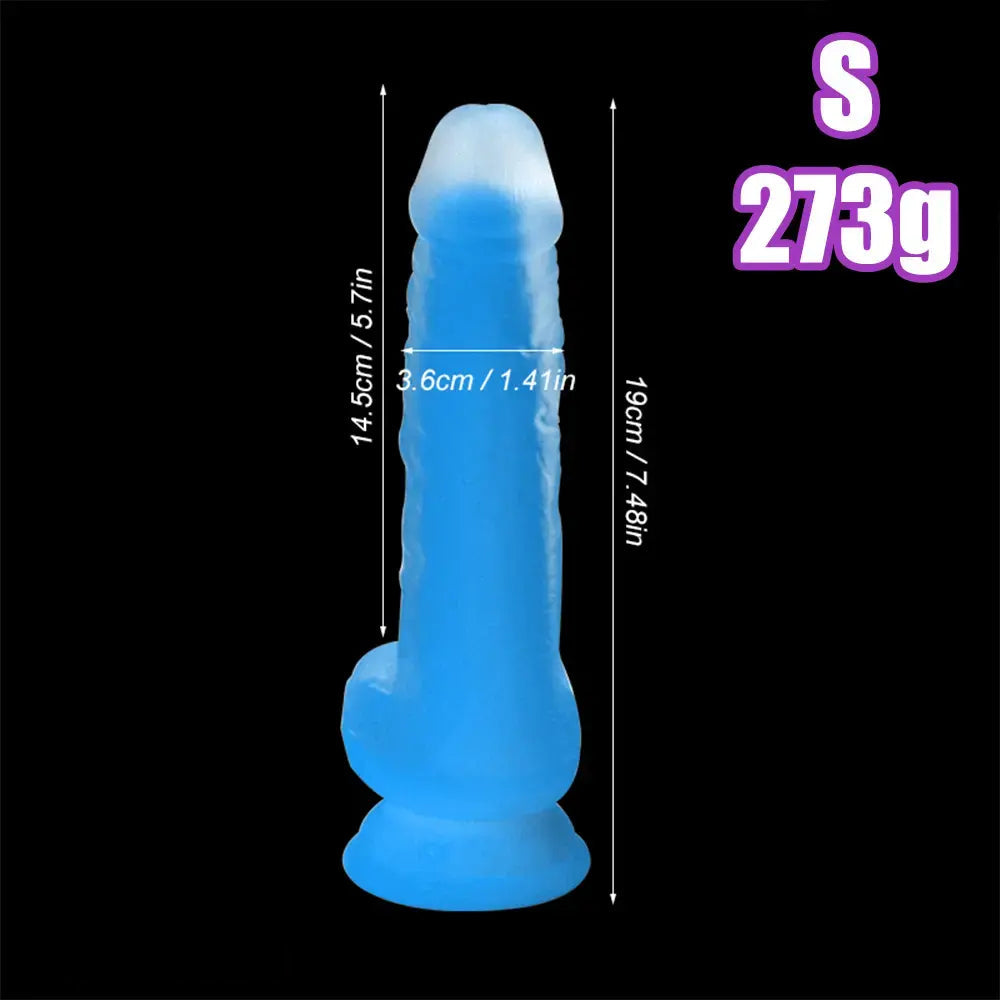 7.48in 9.25in Luminous Silicone Soft Dildo For Men Women Fucking