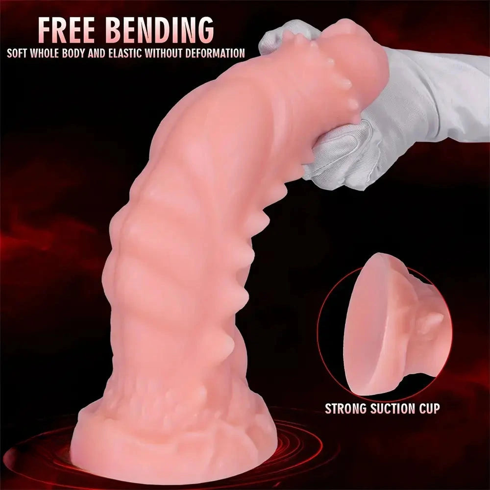 7.48in 9.37in 11.41in 13.38in Spiked Monster PVC Huge Dildo For Clit Sex