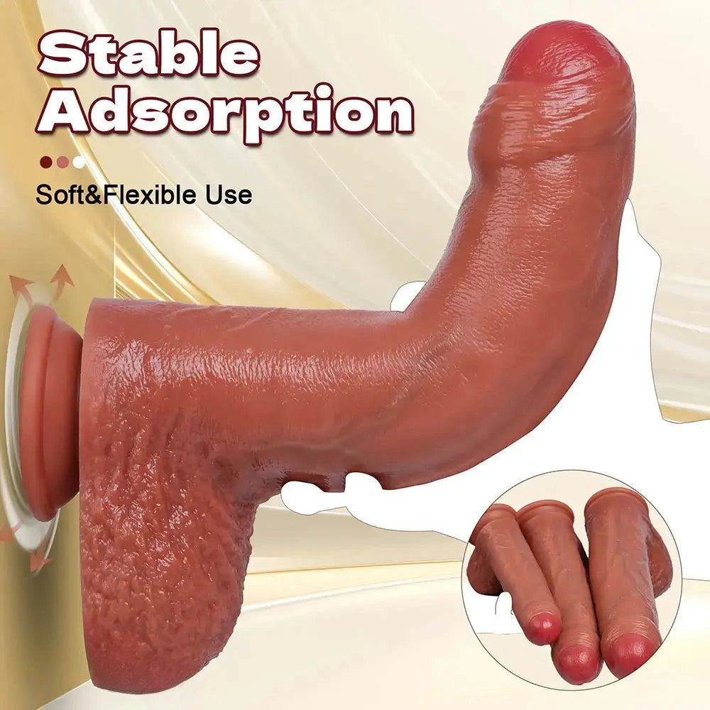 7.48in 9.44in 10.62in Uncut Dual Density Silicone Thick Dildo Games Sex Toy