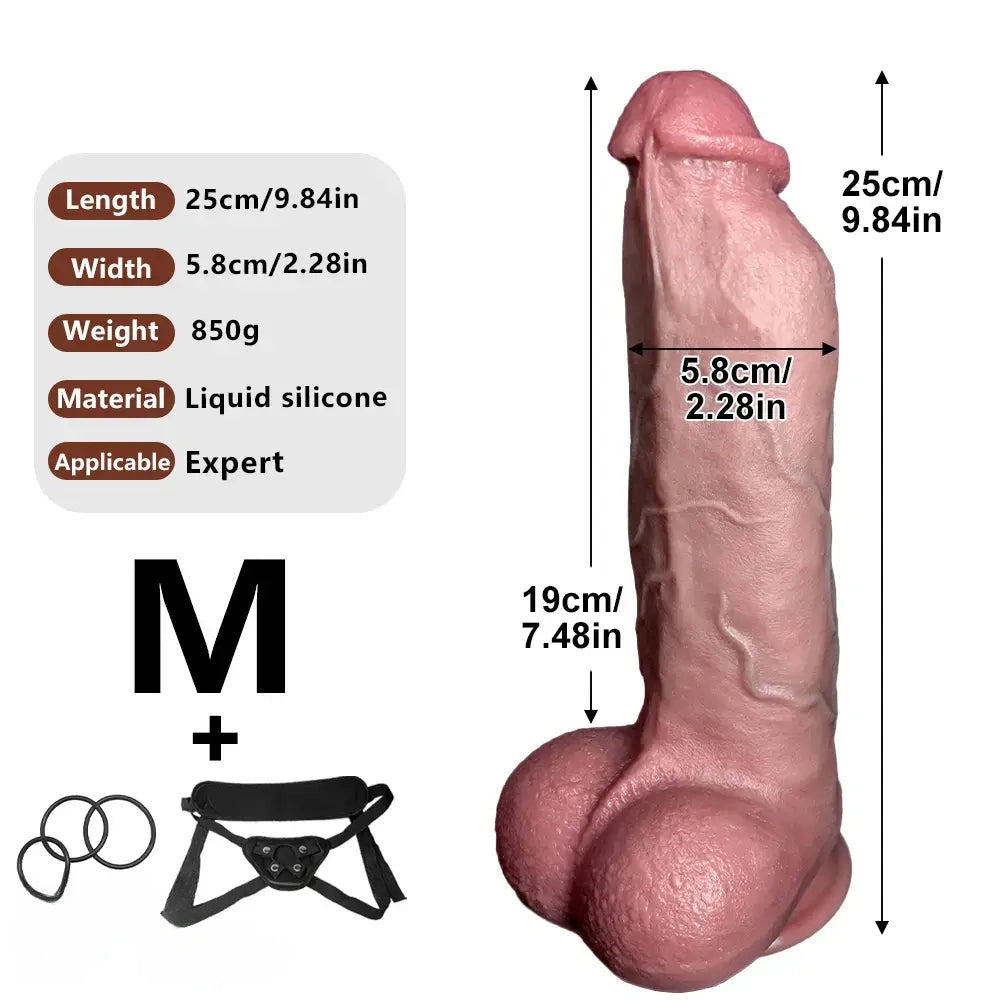 7.48in 9.84in 11.81in Flexible Strap on Real Dildo Simulated Skin Texture Penis