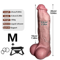 7.48in 9.84in 11.81in Flexible Strap on Real Dildo Simulated Skin Texture Penis