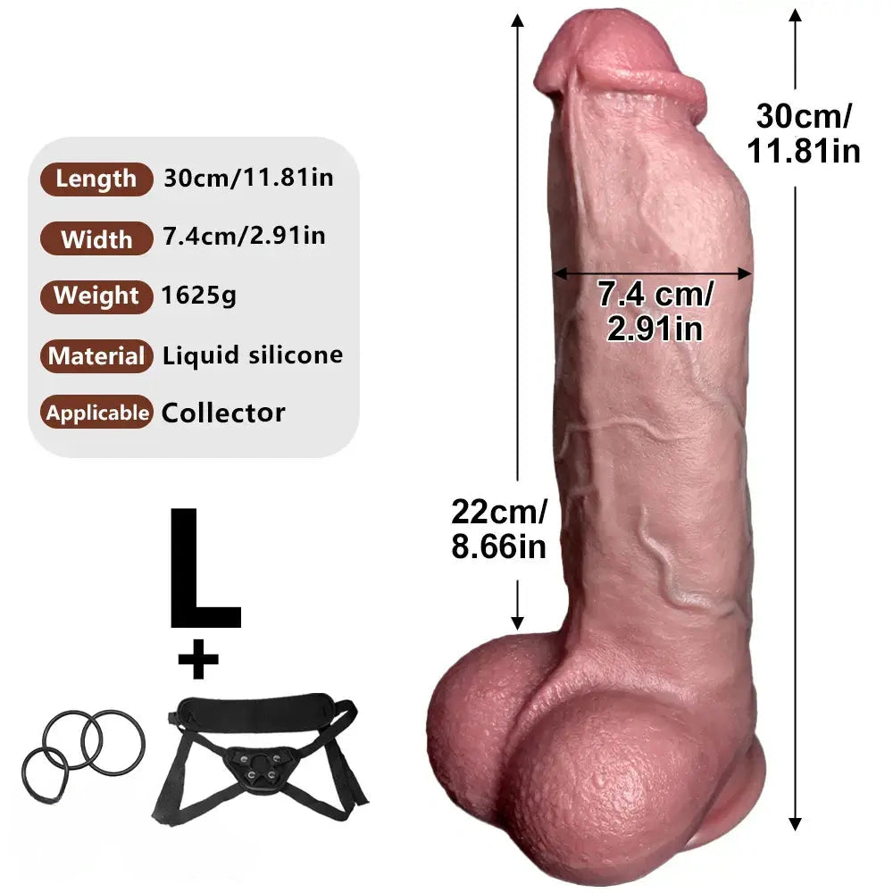 7.48in 9.84in 11.81in Flexible Strap on Real Dildo Simulated Skin Texture Penis