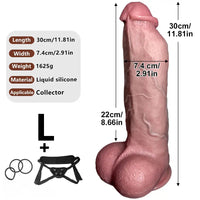7.48in 9.84in 11.81in Flexible Strap on Real Dildo Simulated Skin Texture Penis