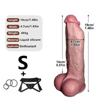 7.48in 9.84in 11.81in Flexible Strap on Real Dildo Simulated Skin Texture Penis