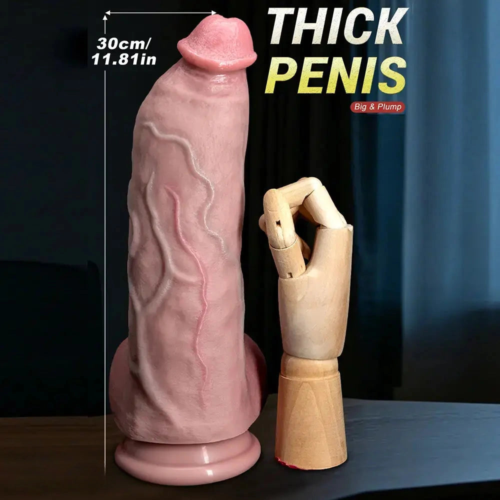 7.48in 9.84in 11.81in Flexible Strap on Real Dildo Simulated Skin Texture Penis