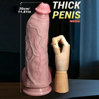 7.48in 9.84in 11.81in Flexible Strap on Real Dildo Simulated Skin Texture Penis