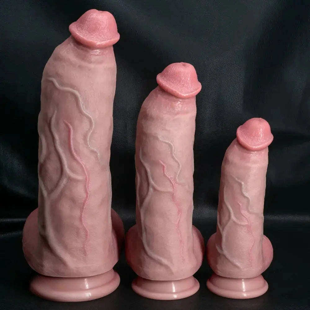 7.48in 9.84in 11.81in Flexible Strap on Real Dildo Simulated Skin Texture Penis