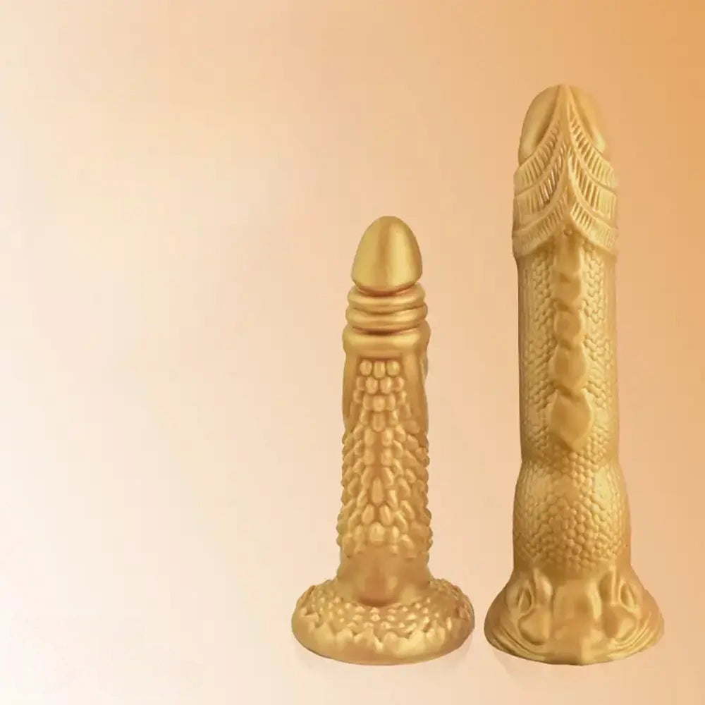 7.48in 9.84in Dragon-Shaped Large Golden Dildo SM Pleasure Toy
