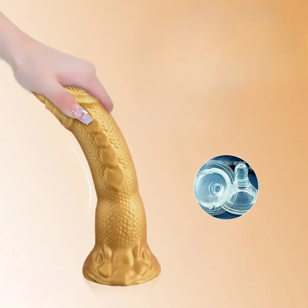 7.48in 9.84in Dragon-Shaped Large Golden Dildo SM Pleasure Toy