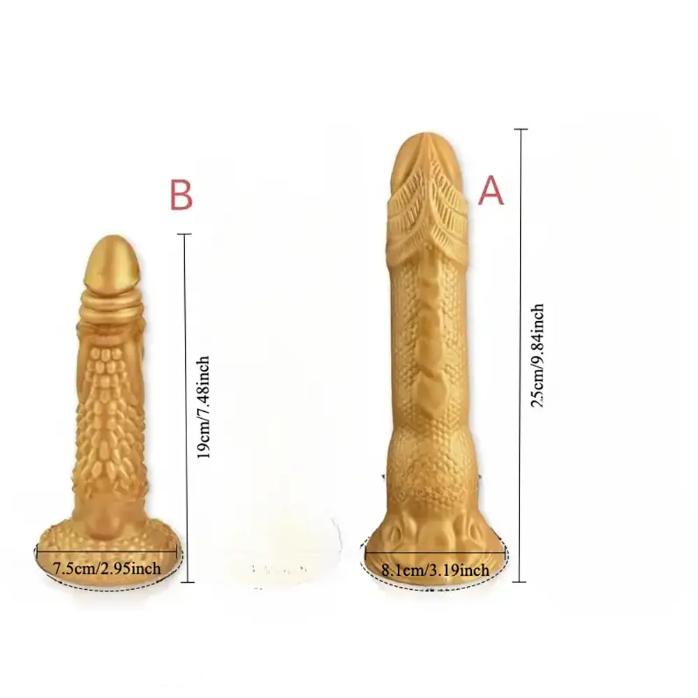 7.48in 9.84in Dragon-Shaped Large Golden Dildo SM Pleasure Toy