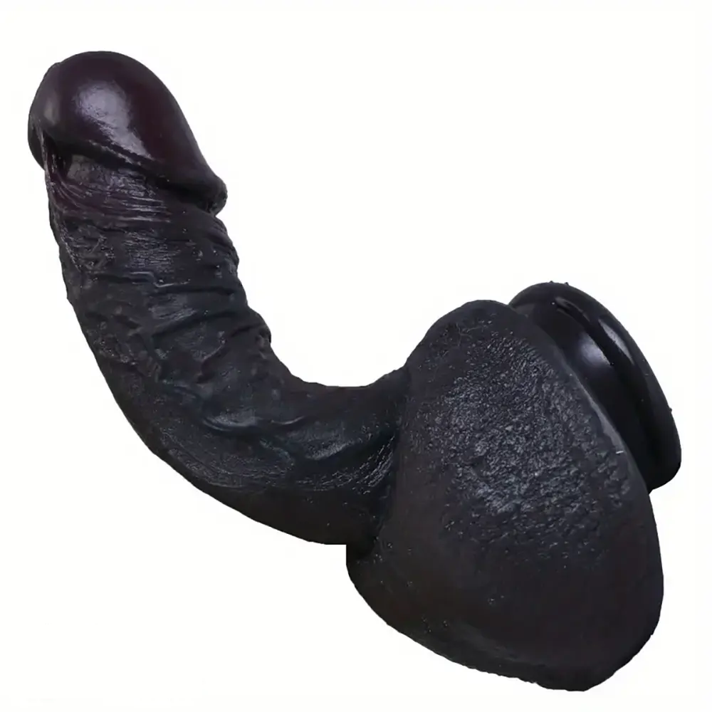 7.48in 9.84in Realistic Ebony Silicone Soft Male Dildo With Detailed Veins