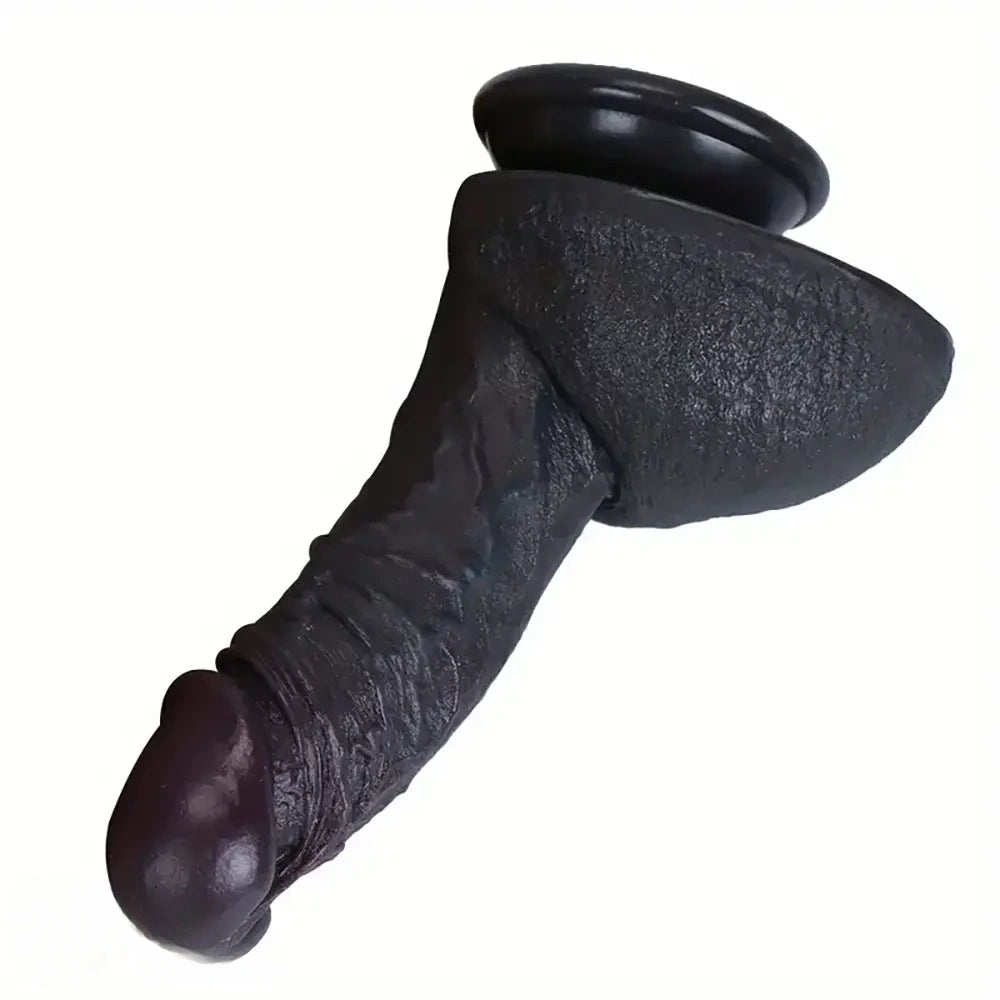 7.48in 9.84in Realistic Ebony Silicone Soft Male Dildo With Detailed Veins
