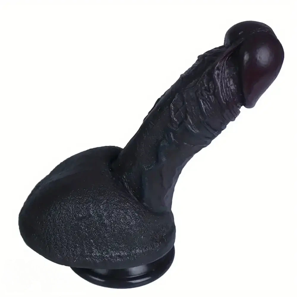 7.48in 9.84in Realistic Ebony Silicone Soft Male Dildo With Detailed Veins