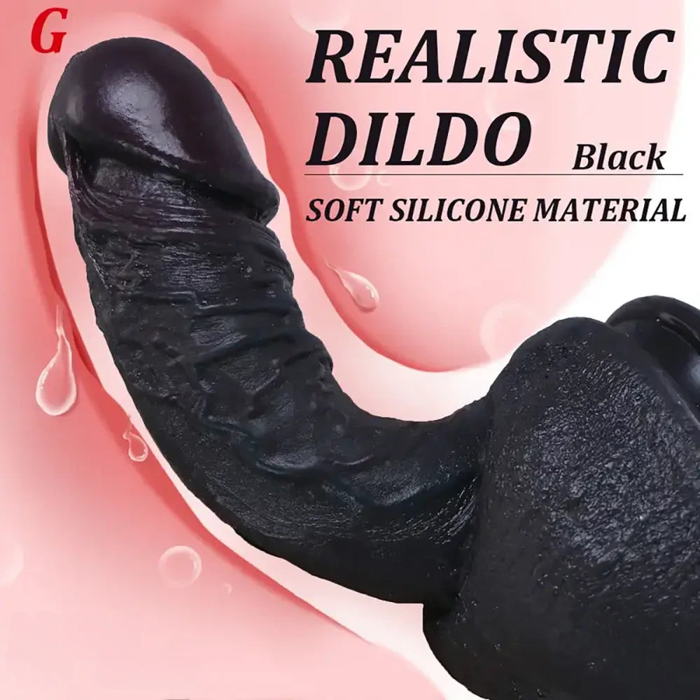 7.48in 9.84in Realistic Ebony Silicone Soft Male Dildo With Detailed Veins