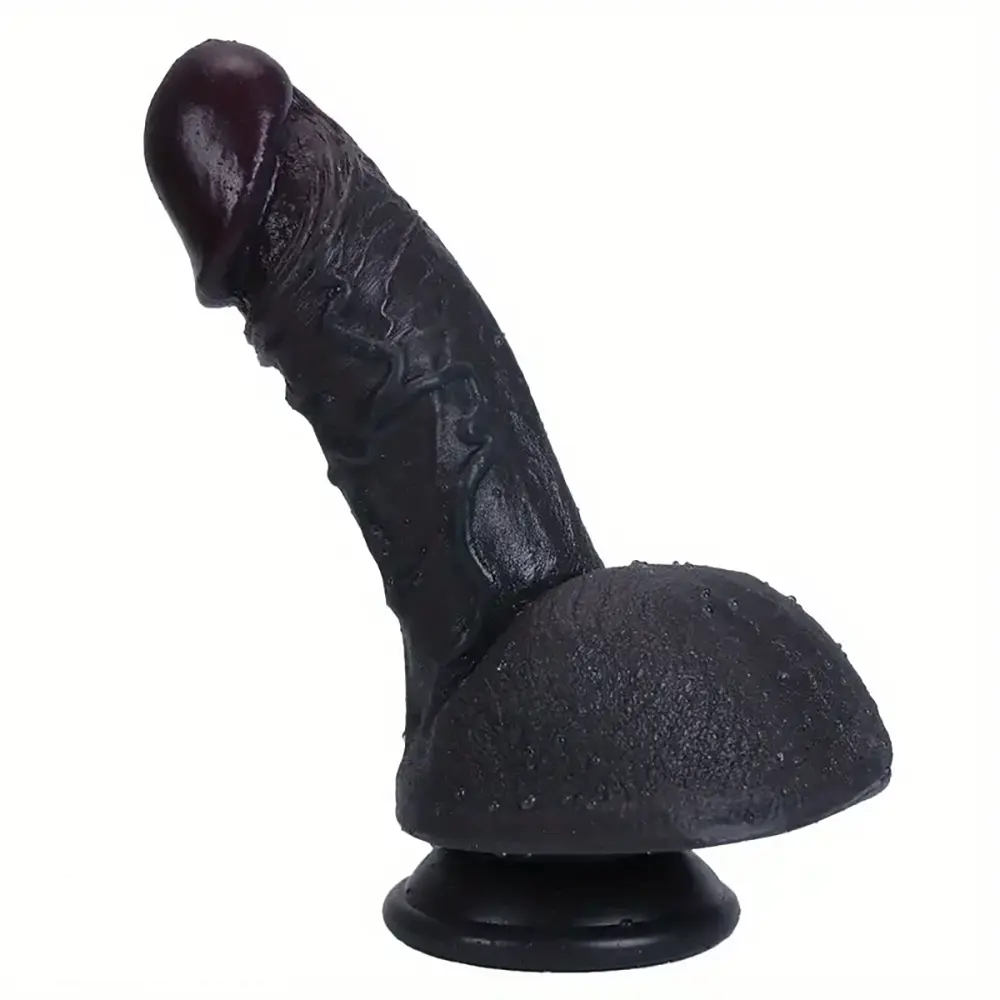 7.48in 9.84in Realistic Ebony Silicone Soft Male Dildo With Detailed Veins