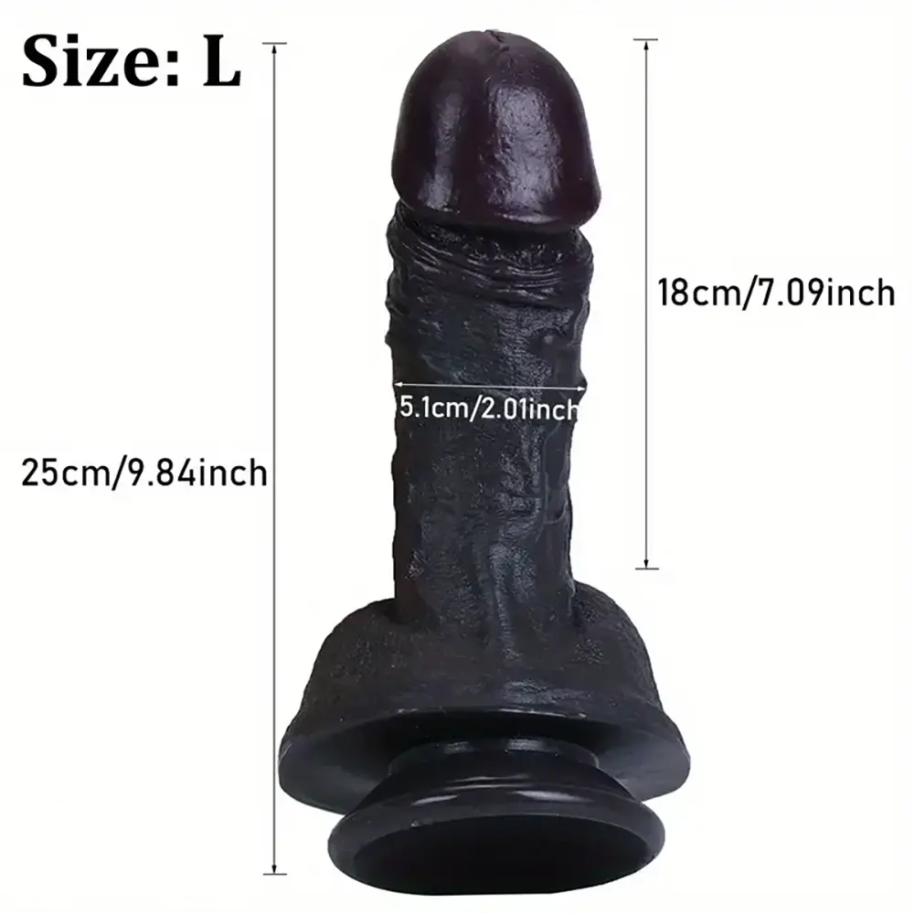 7.48in 9.84in Realistic Ebony Silicone Soft Male Dildo With Detailed Veins