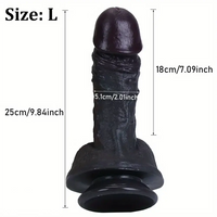 7.48in 9.84in Realistic Ebony Silicone Soft Male Dildo With Detailed Veins
