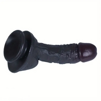 7.48in 9.84in Realistic Ebony Silicone Soft Male Dildo With Detailed Veins