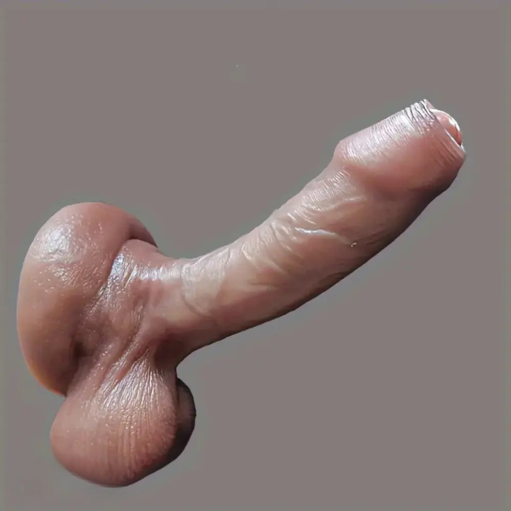 7.48in Beautiful Foreskin Uncut Dildo With Scalp Layer Slide Adult Sex Toy