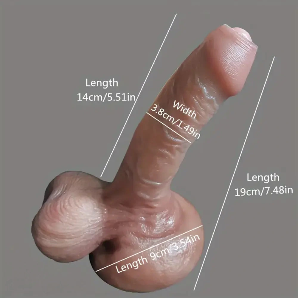 7.48in Beautiful Foreskin Uncut Dildo With Scalp Layer Slide Adult Sex Toy