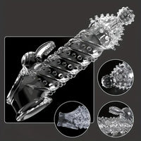 7.48in Clear Anatomy Spiked Penis Sleeve Dildo For Prostate Massage