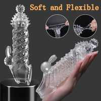7.48in Clear Anatomy Spiked Penis Sleeve Dildo For Prostate Massage