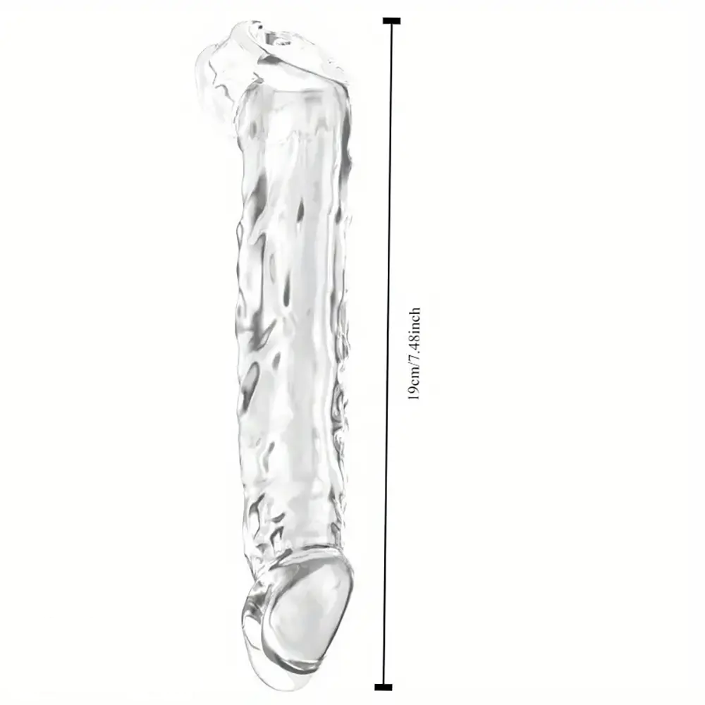 7.48in Clear Penis Sleeve Dildo For Cock Enlargement Anal Men Sex Toy