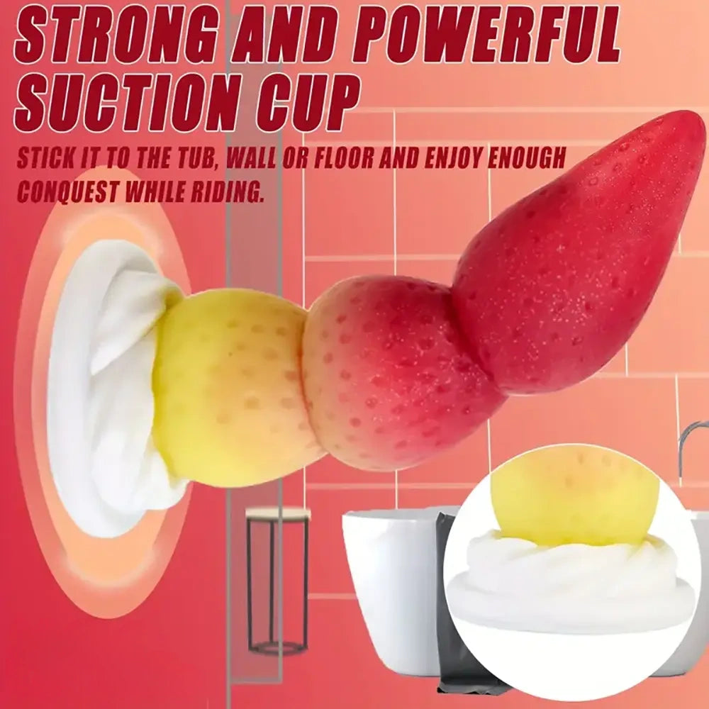 7.48in Cute Strawberry Silicone Soft Dildo With Strong Suction Cup