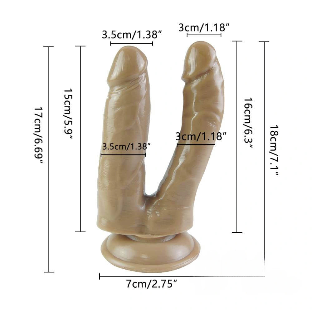 7.48in Double Realistic Dildo With Sucker For Female Using