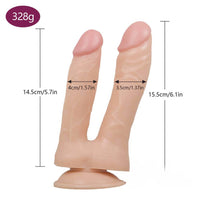 7.48in Double Realistic Dildo With Sucker For Female Using