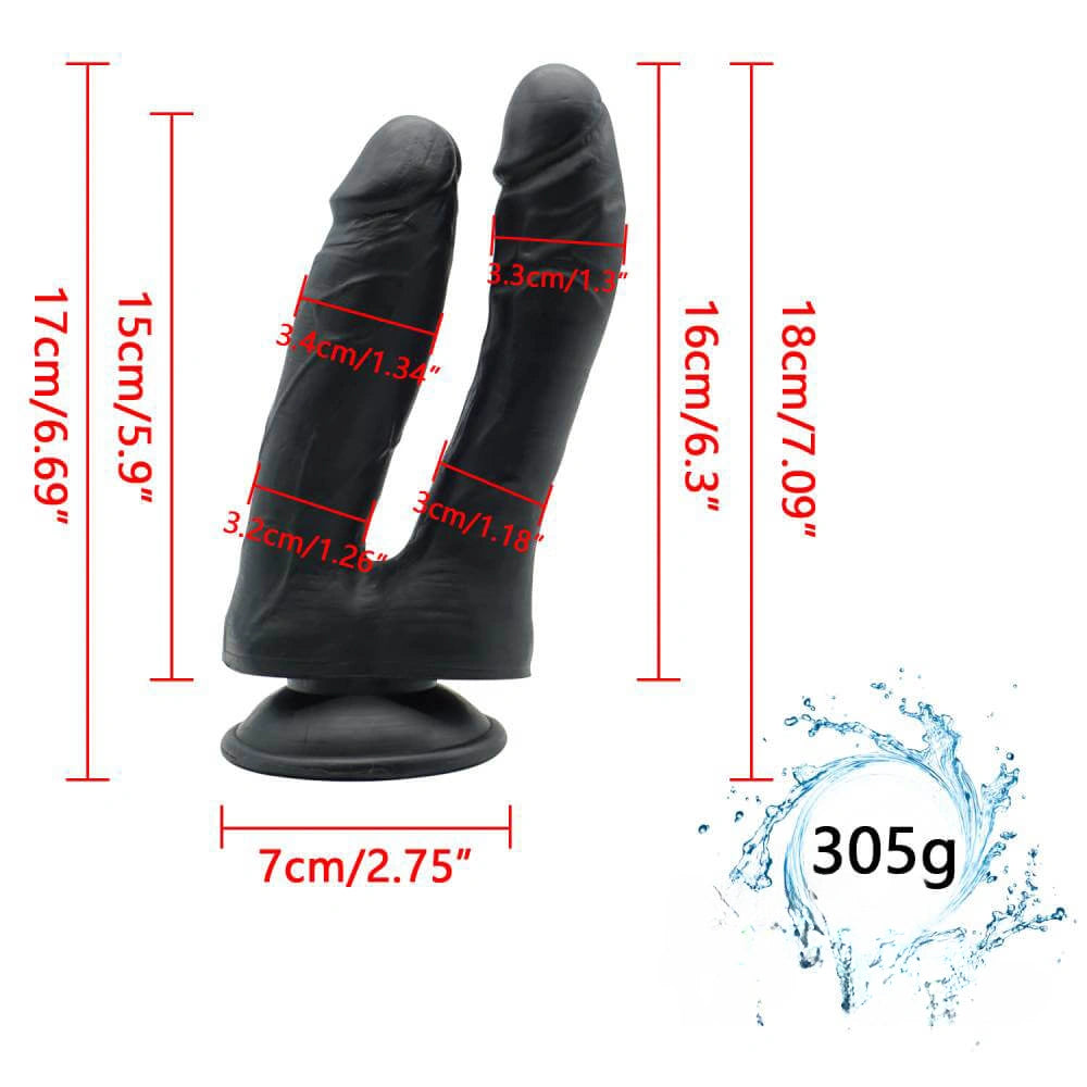 7.48in Double Realistic Dildo With Sucker For Female Using