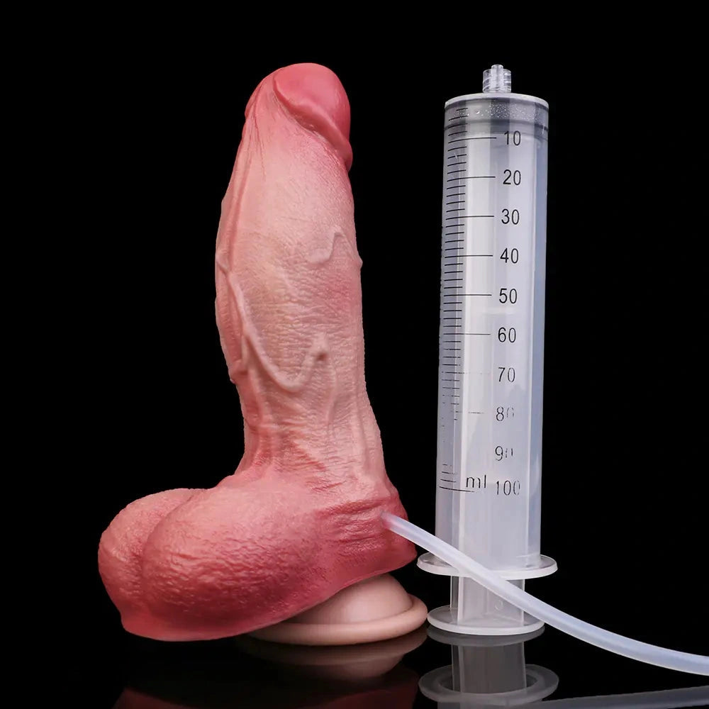 7.48in Dual Density Silicone Ejaculating Dildo Male Female Penis Anal Toy