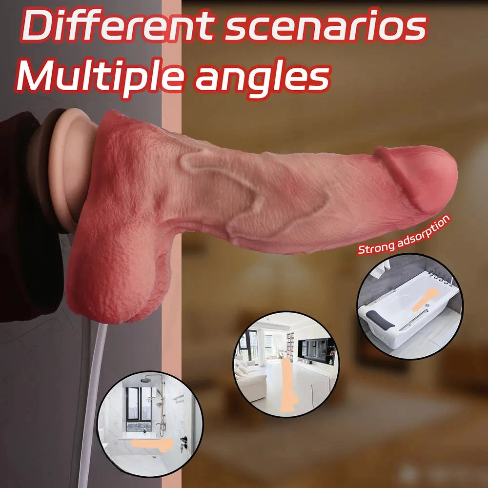 7.48in Dual Density Silicone Ejaculating Dildo Male Female Penis Anal Toy