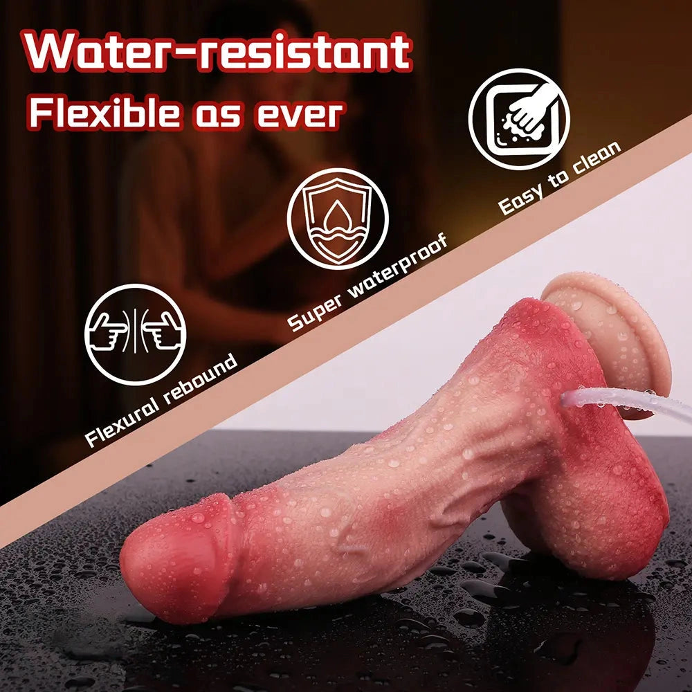 7.48in Dual Density Silicone Ejaculating Dildo Male Female Penis Anal Toy