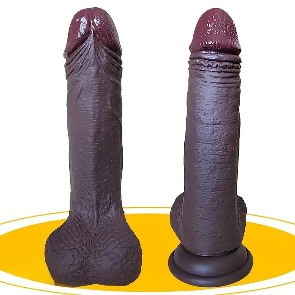 7.48in Ebony Real Dildo Silicone Soft Adult Fake Penis Anal Love Sex Toy