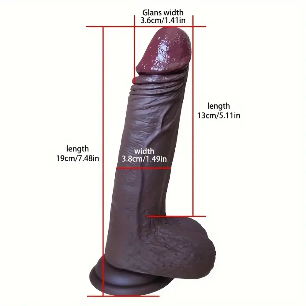 7.48in Ebony Real Dildo Silicone Soft Adult Fake Penis Anal Love Sex Toy