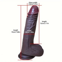 7.48in Ebony Real Dildo Silicone Soft Adult Fake Penis Anal Love Sex Toy