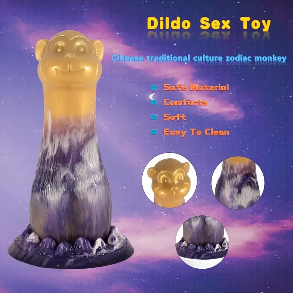 7.48in Exotic Thick Monkey Fantasy Soft Dildo With Suction Cup Penis