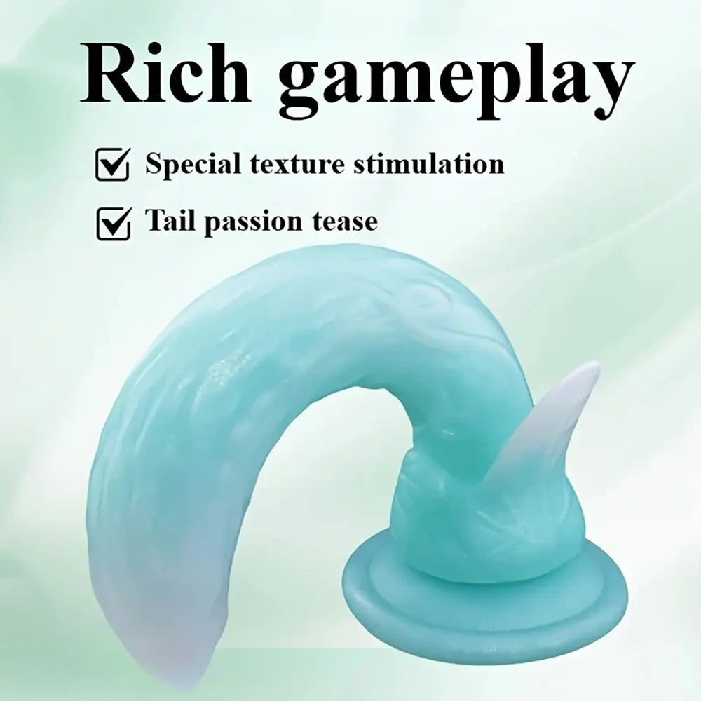 7.48in Glow-in-the-Dark Cucumber Liquid Silicone Realistic Dual-Use Dildo