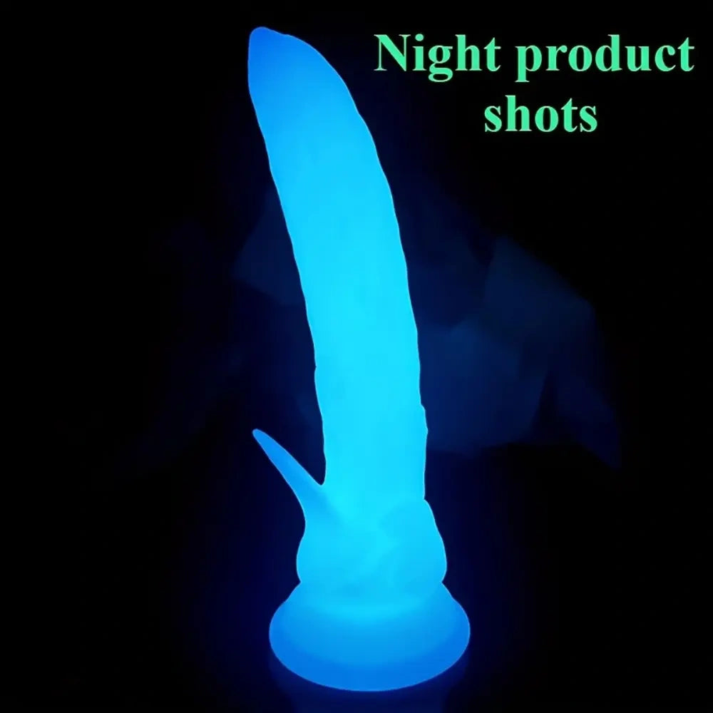 7.48in Glow-in-the-Dark Cucumber Liquid Silicone Realistic Dual-Use Dildo