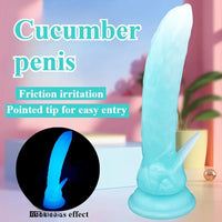 7.48in Glow-in-the-Dark Cucumber Liquid Silicone Realistic Dual-Use Dildo