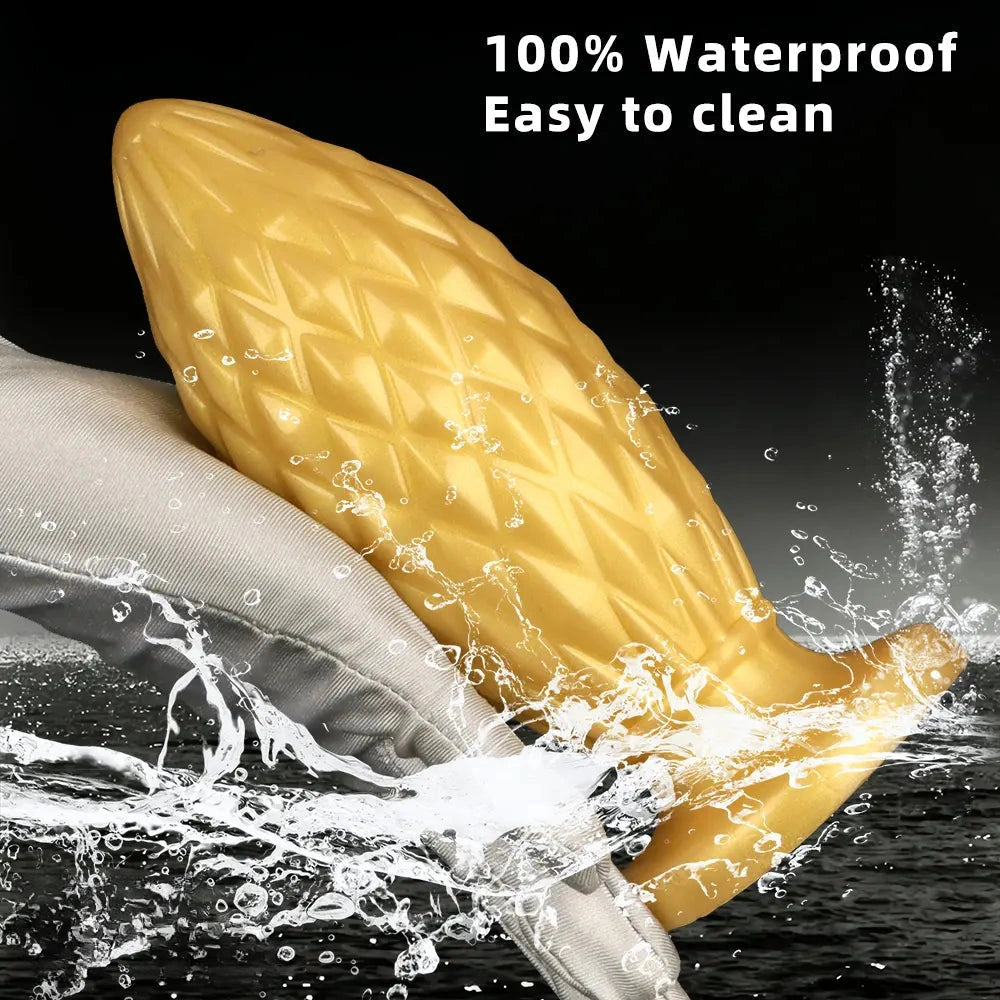 7.48in Gold Silicone Soft Butt Plug Dildo For Men And Women Sexual Toy