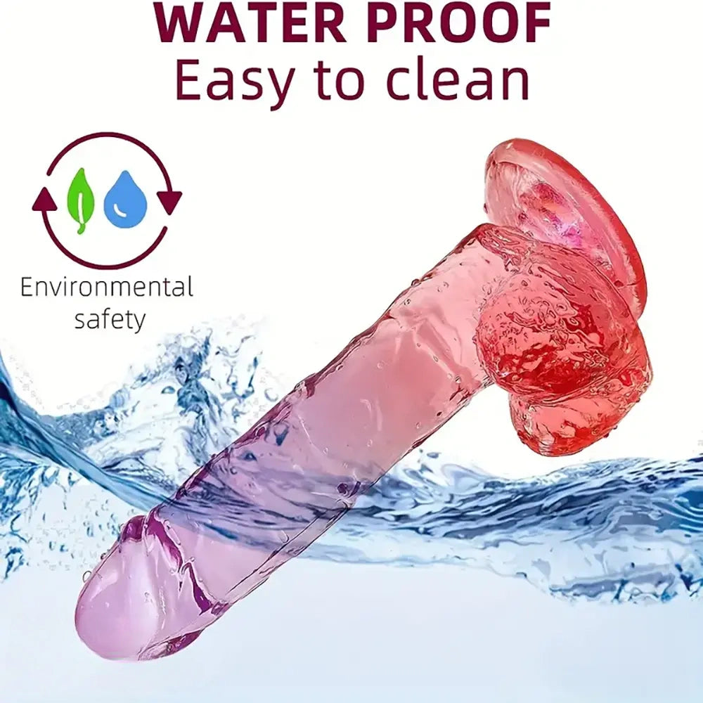 7.48in Gradient Clear Jelly Dildo With Strong Suction Cup For G-spot Sex